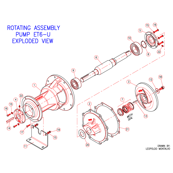 rotating assembly pump - exploded view